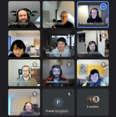 Team members during videocall.